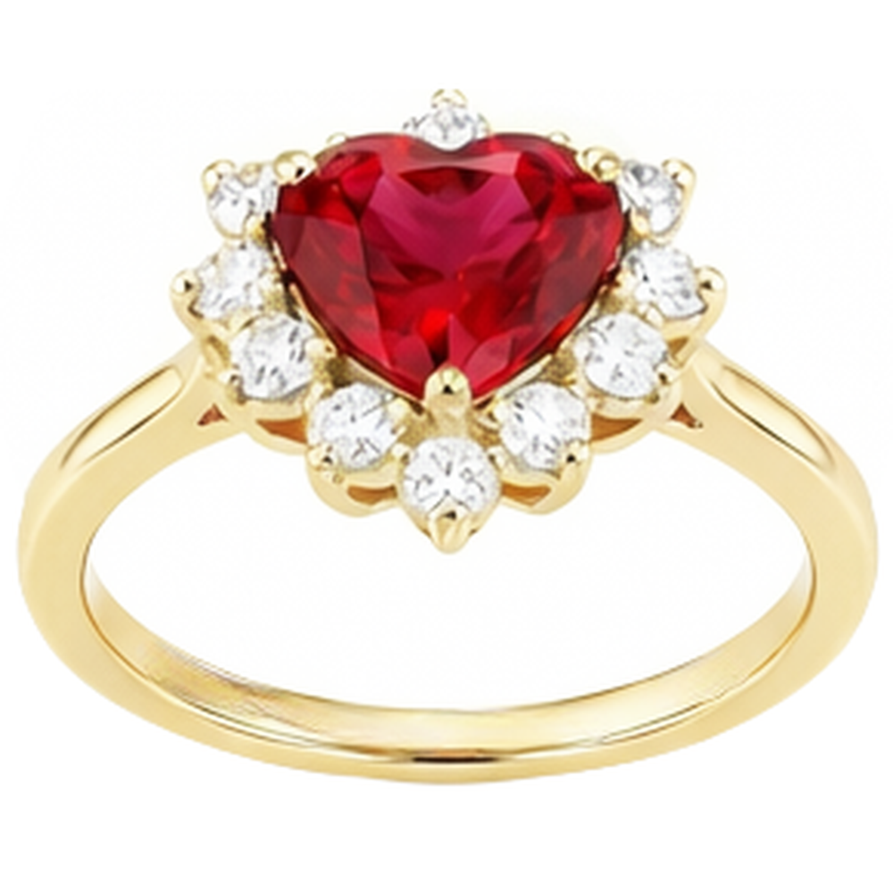 natural round ruby 2.25ct ring close up detail