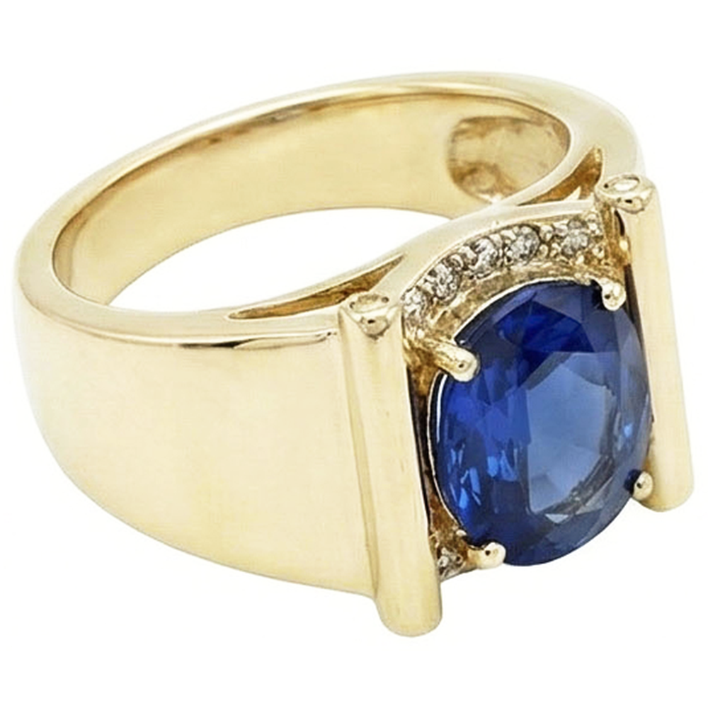 2.25 Carats Natural Earth Mined DIAMOND ( NOT LAB GROWN ) Ceylon Sapphire Men's Ring Jewellery Gold 14K