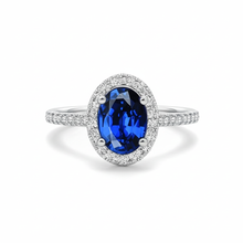 2.25 Carats Oval Blue Sapphire And Natural Earth Mined Diamond Wedding Ring White Gold 14K