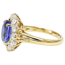 2.25 Carats Oval Cut Tanzanite & Natural Earth Mined DIAMOND ( NOT LAB GROWN )s Fancy Ring 14K Two Tone Gold