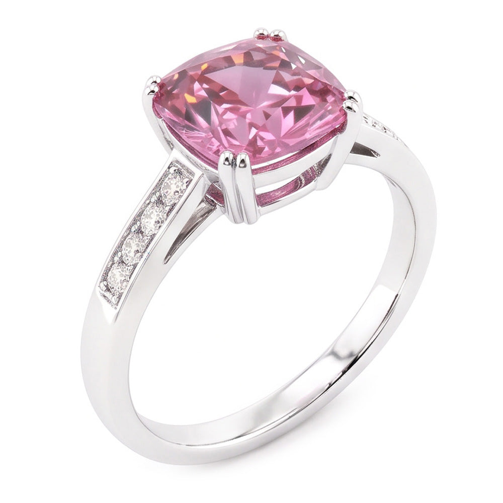 2.25 Carats Pink Sapphire And Natural Earth Mined DIAMOND ( NOT LAB GROWN ) Ring White Gold 14K