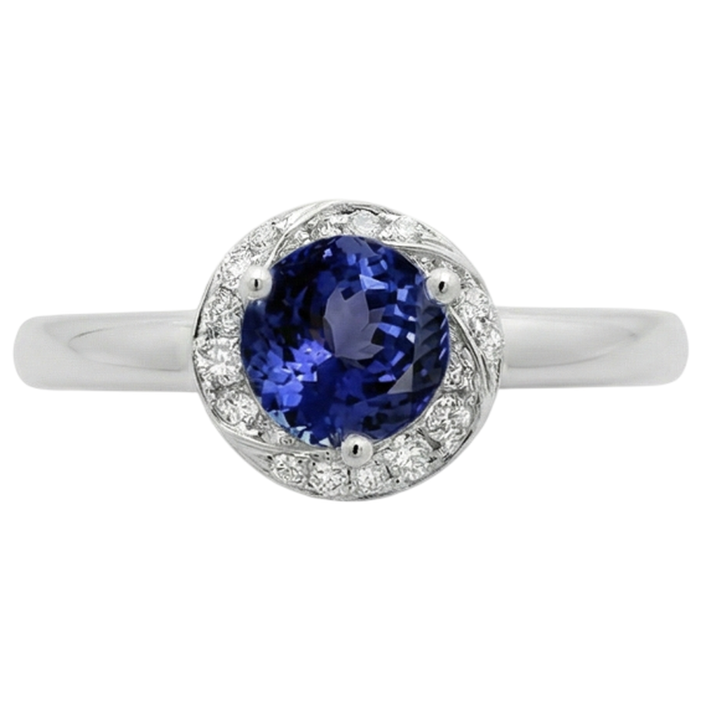 natural round tanzanite 2.25ct ring side angle
