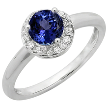 natural round tanzanite 2.25ct ring top view