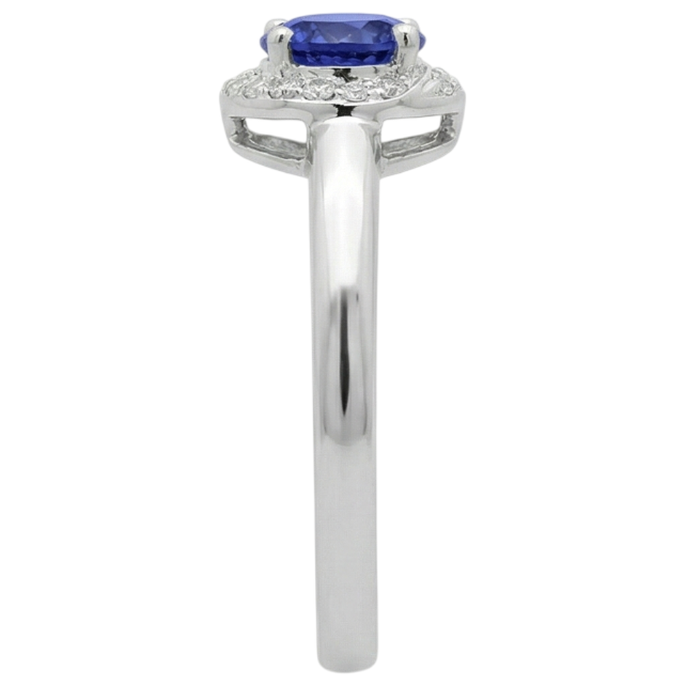 natural round tanzanite 2.25ct ring profile view