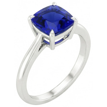natural cushion sapphire 2.25ct ring close up detail