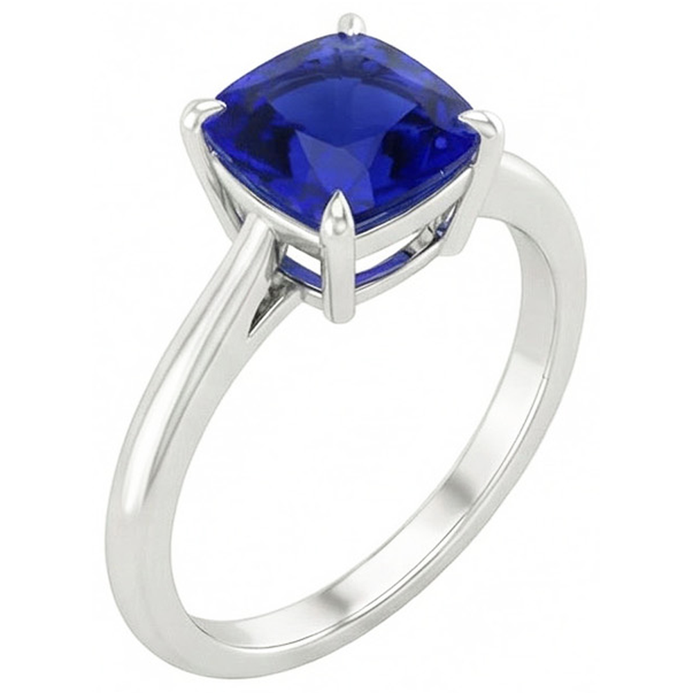 natural cushion sapphire 2.25ct ring close up detail