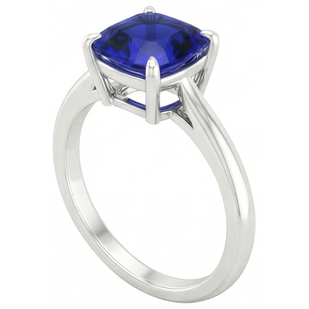 natural cushion sapphire 2.25ct ring top view