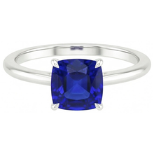 natural cushion sapphire 2.25ct ring profile view