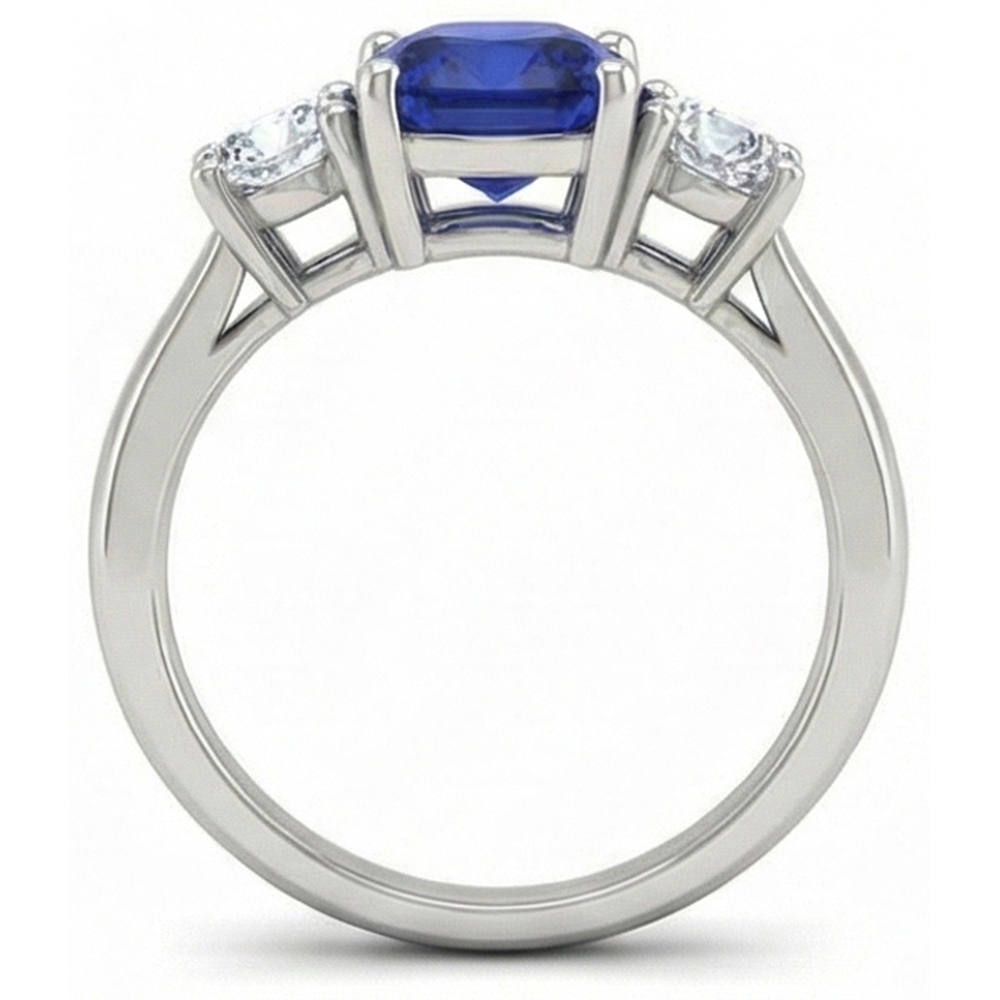 2.25 Ct Ceylon Sapphire Natural Earth Mined Diamonds Ring White Gold 14K New