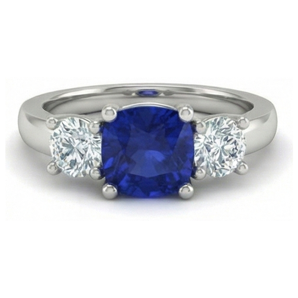 2.25 Ct Ceylon Sapphire Natural Earth Mined Diamonds Ring White Gold 14K New
