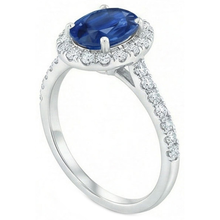 2.25 Ct Oval Ceylon Blue Sapphire Natural Earth Mined Diamond Wedding Ring White Gold