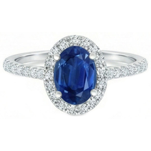 2.25 Ct Oval Ceylon Blue Sapphire Natural Earth Mined Diamond Wedding Ring White Gold