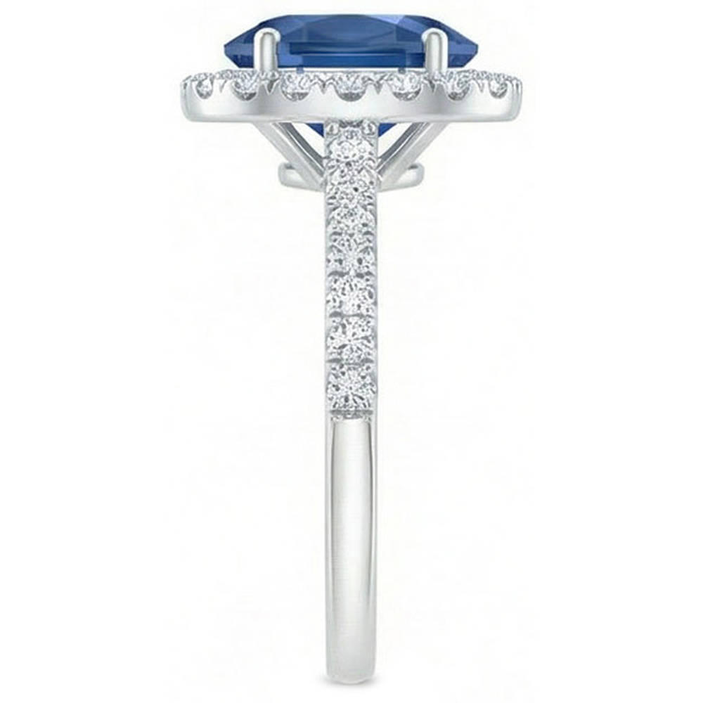 2.25 Ct Oval Ceylon Blue Sapphire Natural Earth Mined Diamond Wedding Ring White Gold