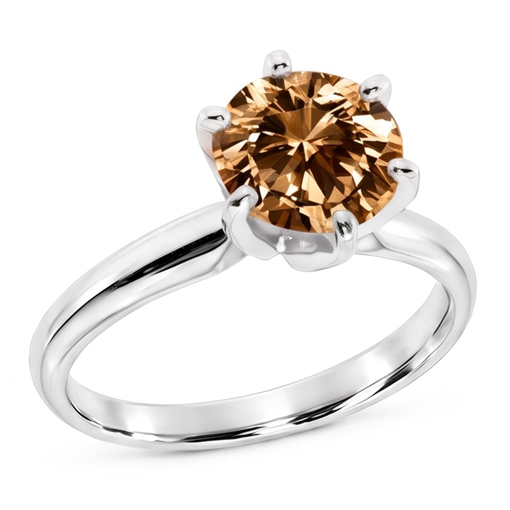 2.25 Ct. Solitaire Champagne Real Natural Earth Mined Diamond Jewellery Gemstone Ring