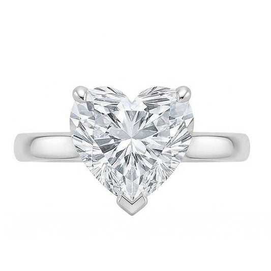 2.25 Ct Solitaire Heart Shape Natural Earth Mined Diamond Anniversary Ring White Gold