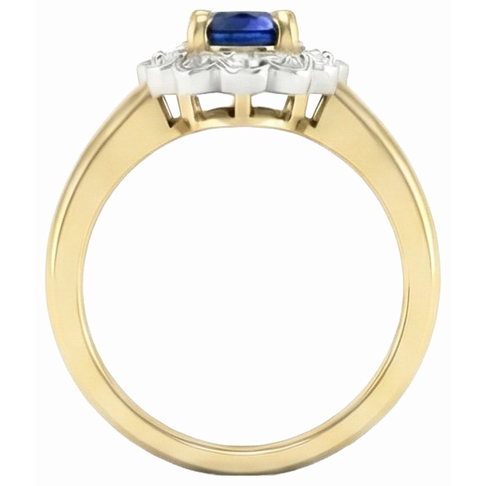 natural round sapphire 2.25ct ring profile view