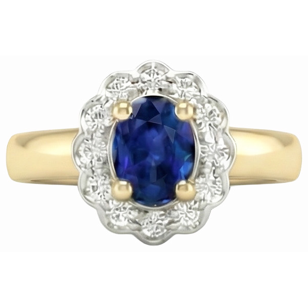 natural round sapphire 2.25ct ring side angle
