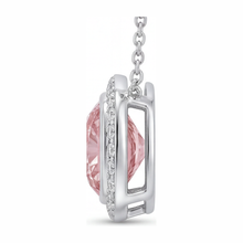 Pink Diamond Necklace 2.25 Carat Lab Grown Cushion Halo Pendant 14K White Gold