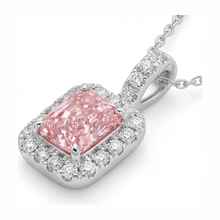 Pink Diamond Necklace 2.25 Carat Lab Grown Radiant Halo Pendant 14K White Gold