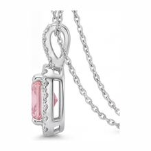 Pink Diamond Necklace 2.25 Carat Lab Grown Radiant Halo Pendant 14K White Gold