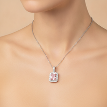 Pink Diamond Necklace 2.25 Carat Lab Grown Radiant Halo Pendant 14K White Gold