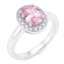2.26 Cts. Halo Pink Oval Gemstone Anniversary Ring White Gold