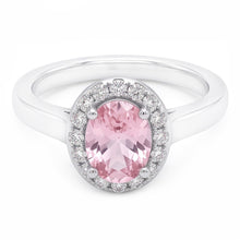 2.26 Cts. Halo Pink Oval Gemstone Anniversary Ring White Gold
