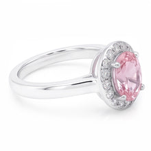 2.26 Cts. Halo Pink Oval Gemstone Anniversary Ring White Gold