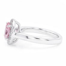 2.26 Cts. Halo Pink Oval Gemstone Anniversary Ring White Gold