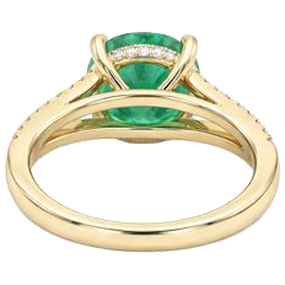 natural round emerald 2.30ct ring with diamond accents
