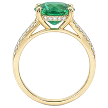 natural round emerald 2.30ct ring on white background