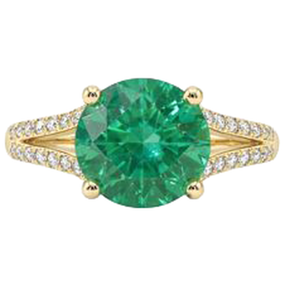 natural round emerald 2.30ct ring side angle
