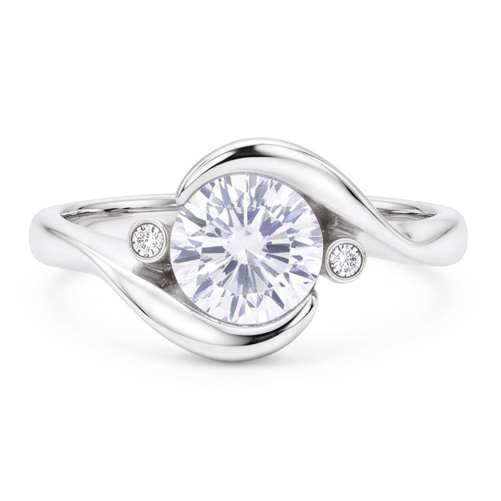 2.40 Carats 3 Stone Style Real Natural Earth Mined DIAMOND ( NOT LAB GROWN ) Engagement Ring White Gold 14K
