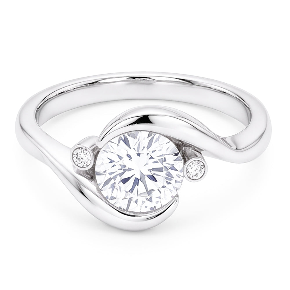 2.40 Carats 3 Stone Style Real Natural Earth Mined DIAMOND ( NOT LAB GROWN ) Engagement Ring White Gold 14K
