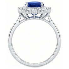 2.40 Carats Ceylon Sapphire And Natural Earth Mined Diamond Ring White Gold 14K