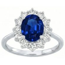 2.40 Carats Ceylon Sapphire And Natural Earth Mined Diamond Ring White Gold 14K