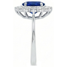 2.40 Carats Ceylon Sapphire And Natural Earth Mined Diamond Ring White Gold 14K