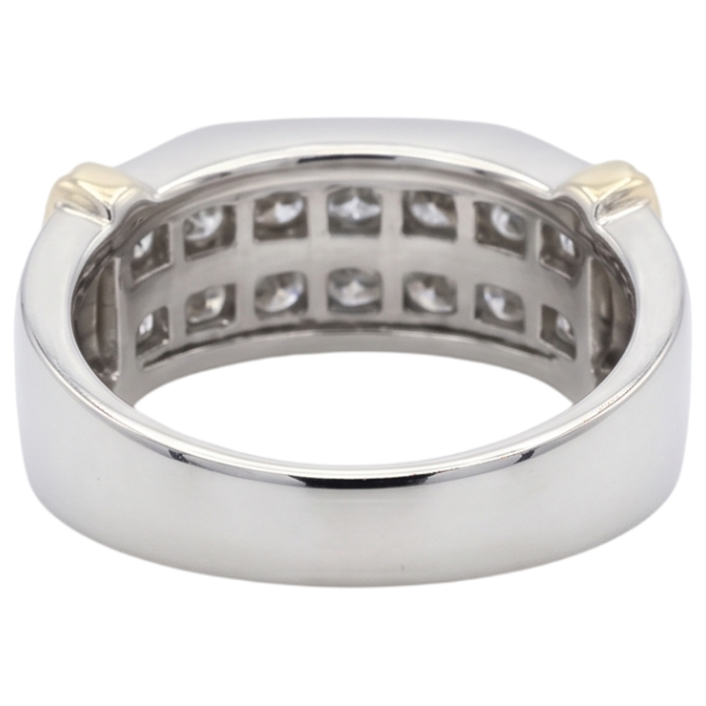 2.40 Carats Classic Round Natural Earth Mined Diamond Men's Ring 14K Two Tone Gold