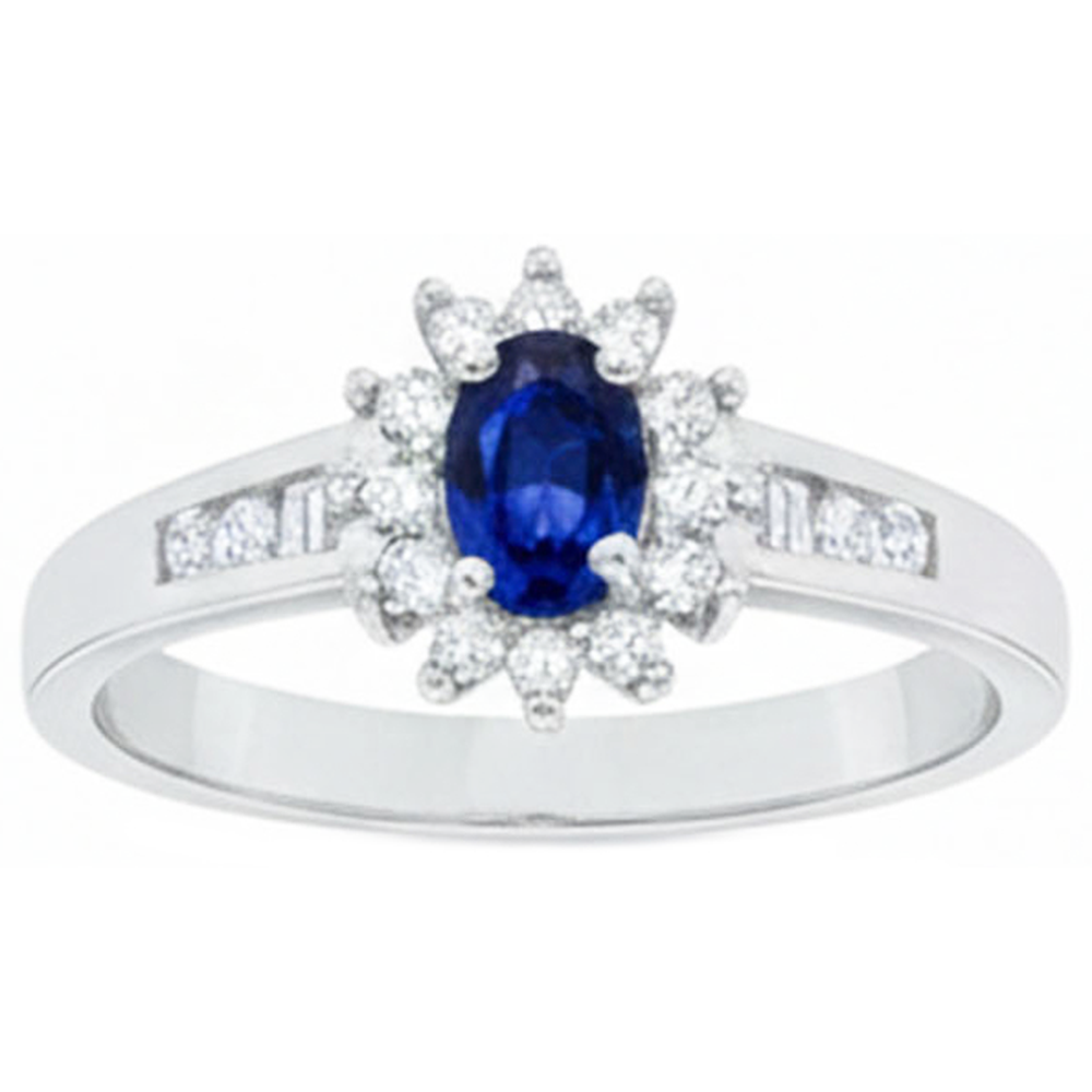 2.40 Ct Ceylon Sapphire And Natural Earth Mined Diamonds Ring White Gold 14K