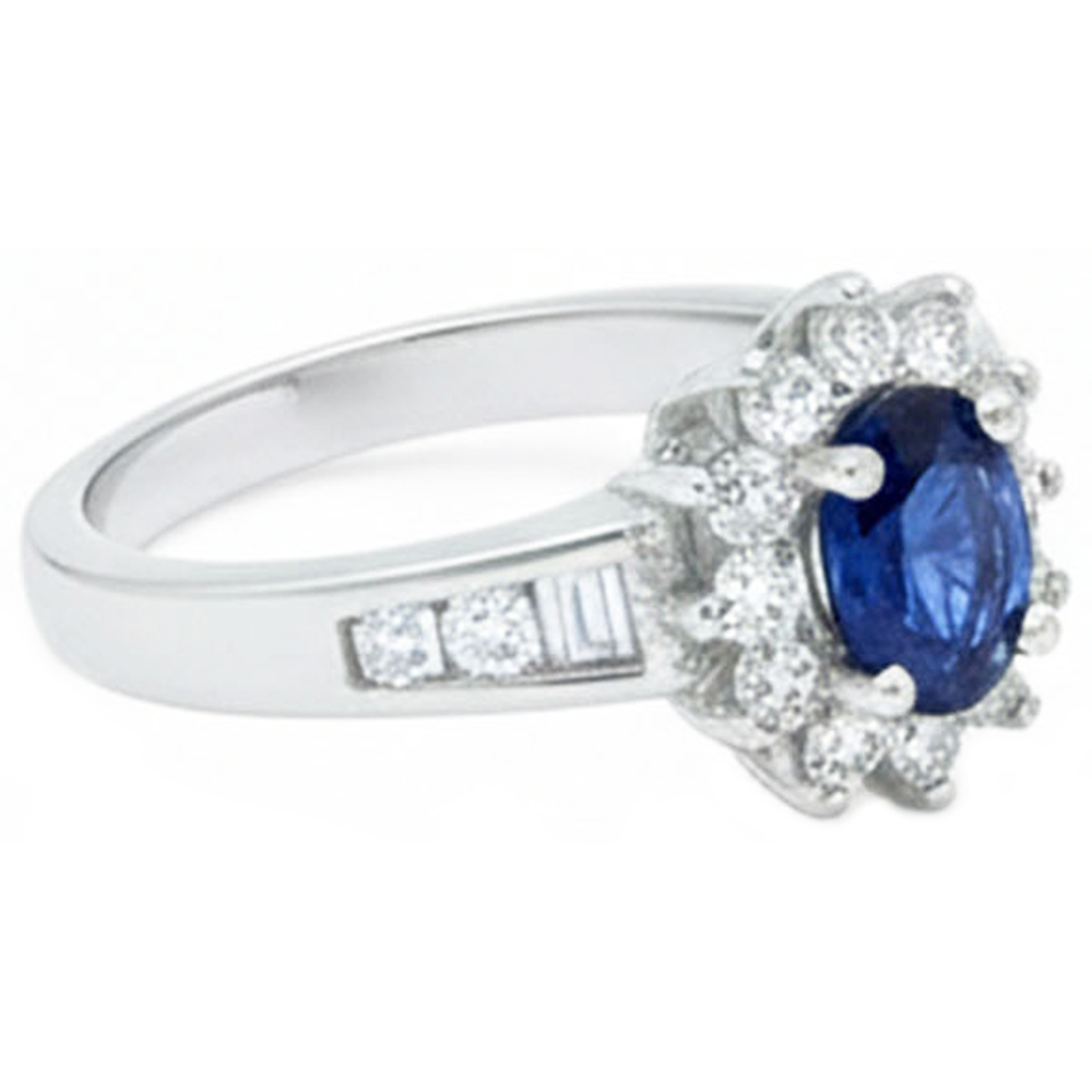 2.40 Ct Ceylon Sapphire And Natural Earth Mined Diamonds Ring White Gold 14K