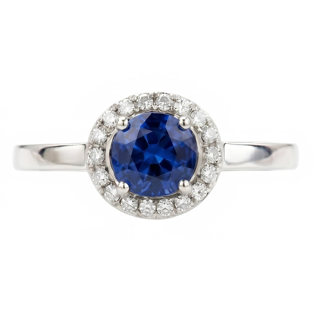 2.40 Ct Oval Ceylon Sapphire And Natural Earth Mined DIAMOND ( NOT LAB GROWN ) Ring White Gold 14K