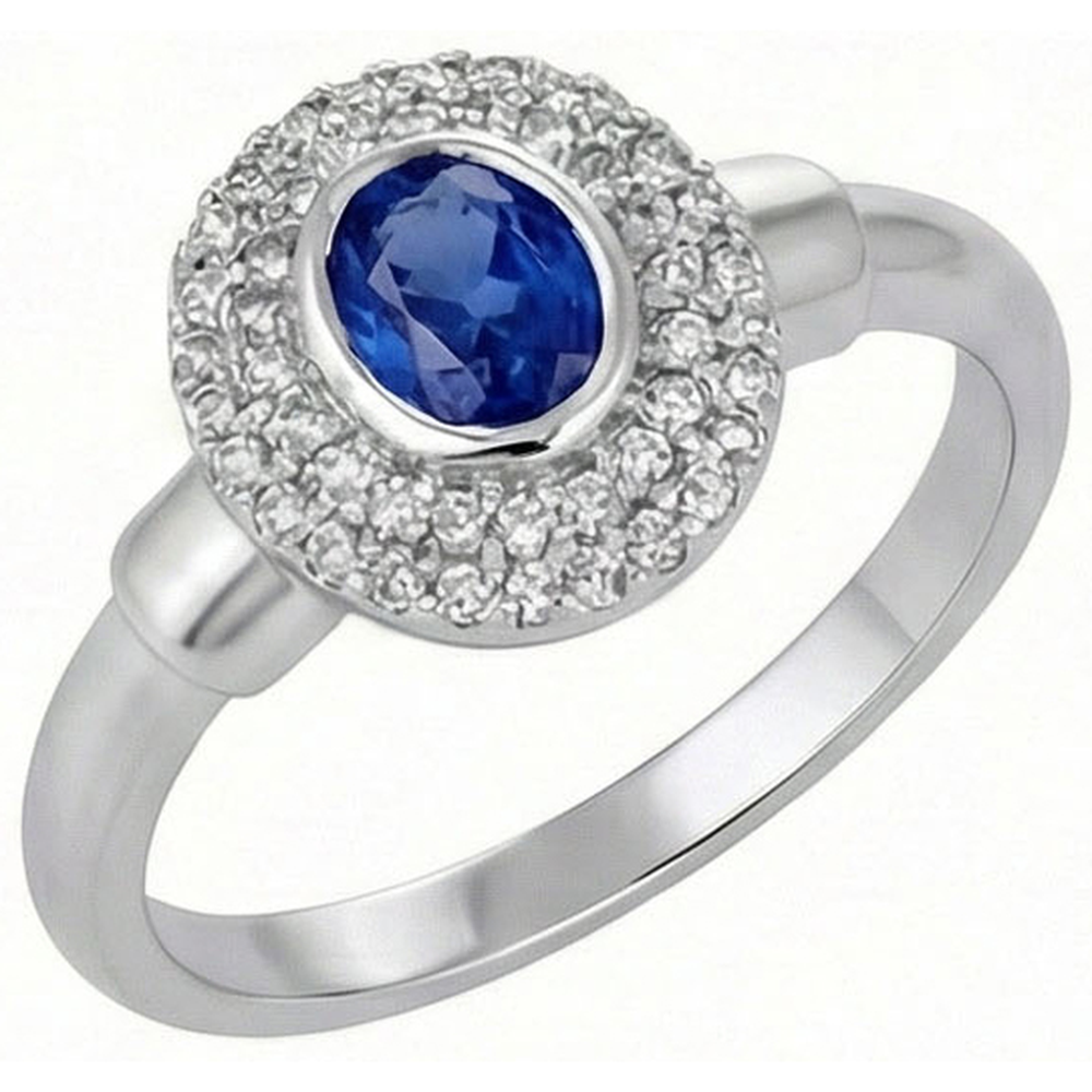 natural round sapphire 2.40ct ring front view