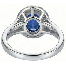 2.45 Ct Blue Oval Sapphire With Natural Earth Mined Diamond Wedding Ring White Gold 14K