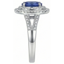 2.45 Ct Blue Oval Sapphire With Natural Earth Mined Diamond Wedding Ring White Gold 14K