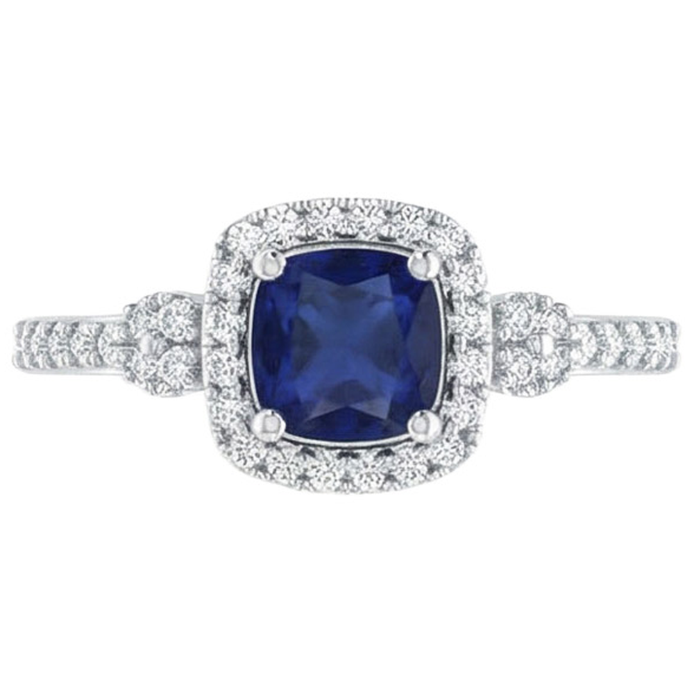 natural round sapphire 2.45ct ring close up detail