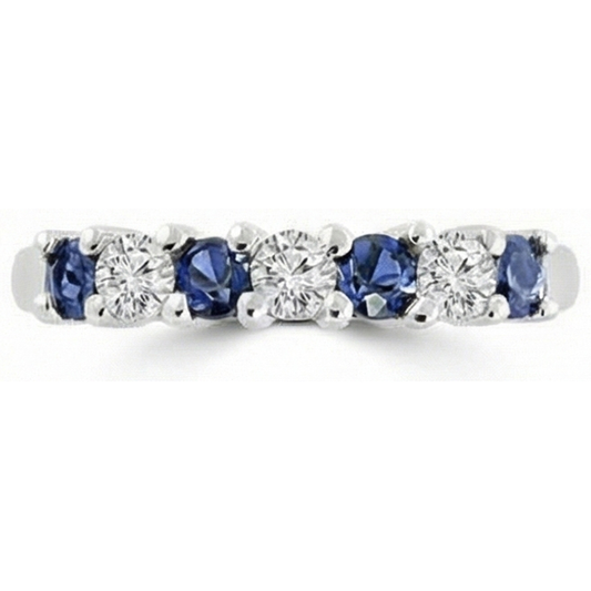 2.45 Ct Round Sri Lanka Sapphire Natural Earth Mined Diamond Wedding Band