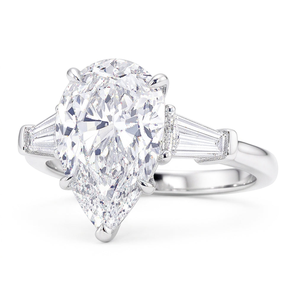 2.46 Carats Natural Earth Mined Diamond Engagement Ring 3 Stone White Gold 14K