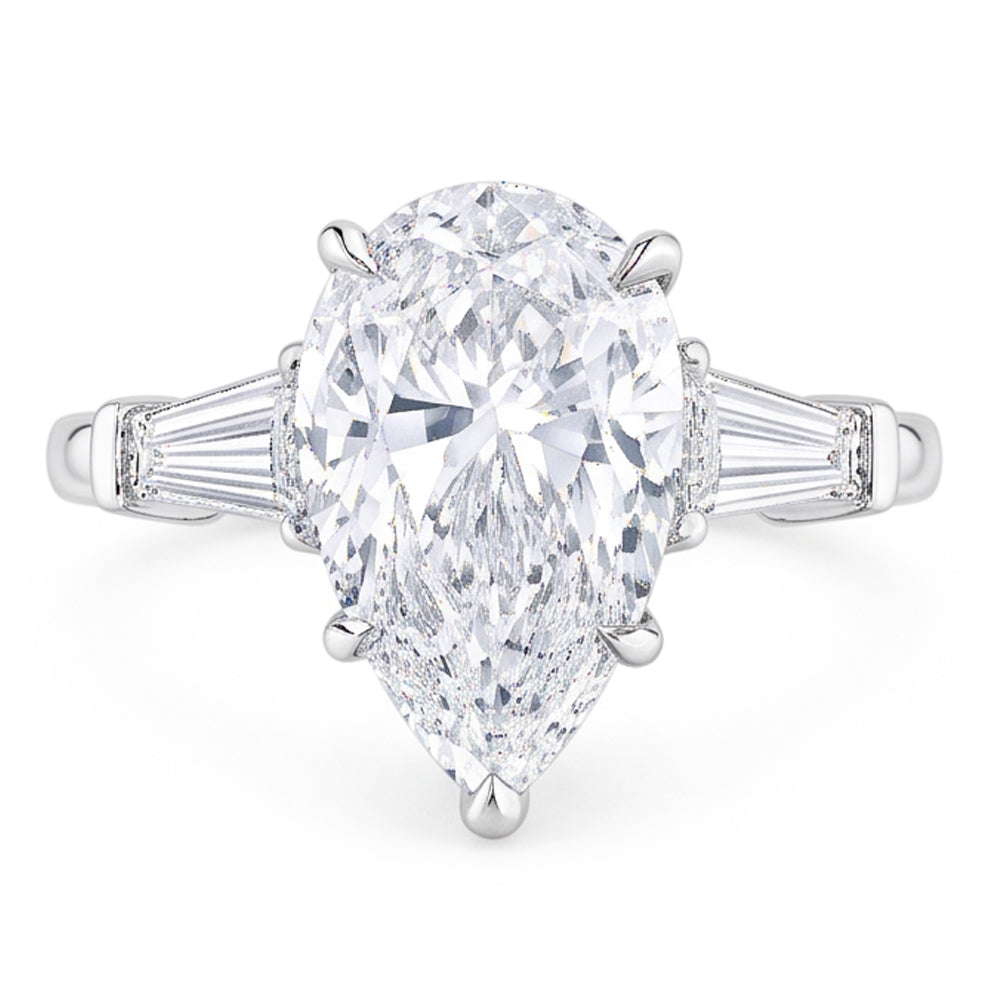 2.46 Carats Natural Earth Mined Diamond Engagement Ring 3 Stone White Gold 14K