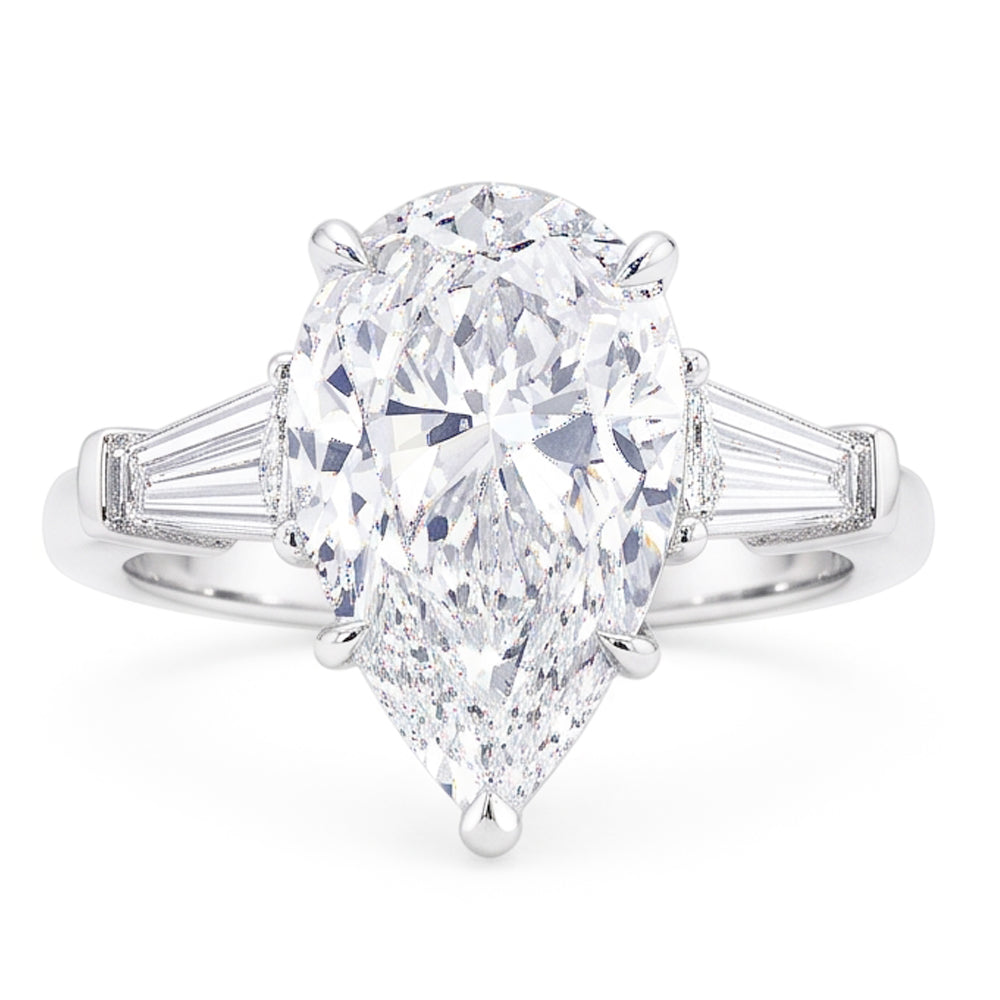 2.46 Carats Natural Earth Mined Diamond Engagement Ring 3 Stone White Gold 14K