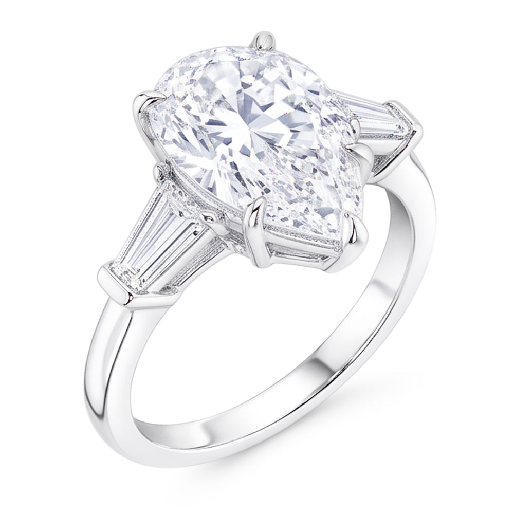 2.46 Carats Natural Earth Mined Diamond Engagement Ring 3 Stone White Gold 14K